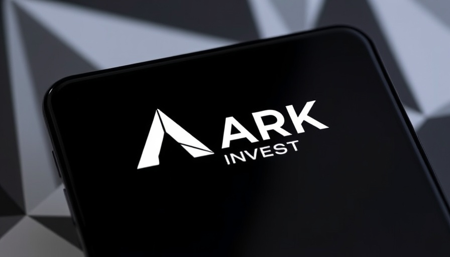 ARK Invest logo on smartphone screen; investment strategy focus.