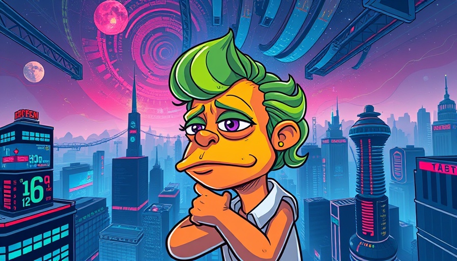 Pepe Coin price prediction in vibrant cartoon with charts and cosmic background.