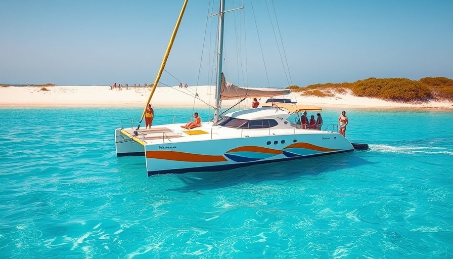 Klein Curaçao getaway with catamaran in clear waters.