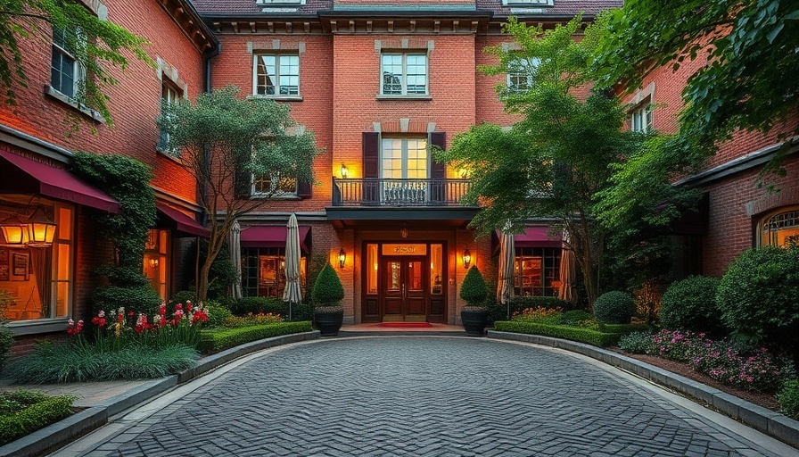 Family-friendly hotel Westminster with lush garden entrance, elegant setting.