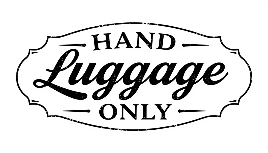 Elegant vintage-style 'Hand Luggage Only' logo in cursive.