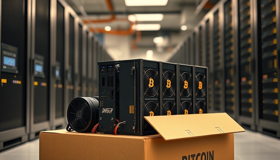 Modular Bitcoin miner units on display, server room setting.