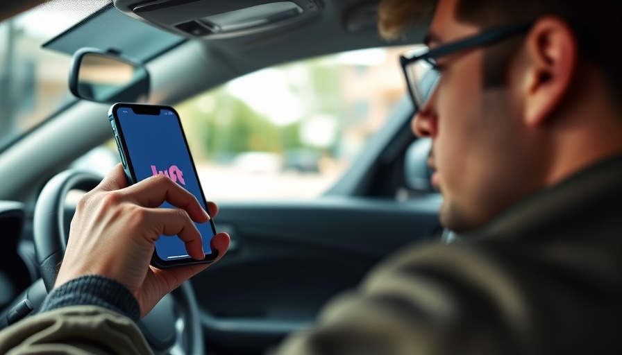Person using Lyft app in car, illustrating Lyft stock surge