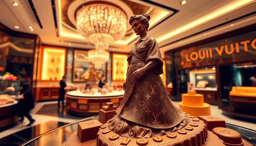 Louis Vuitton chocolate display in luxurious setting.