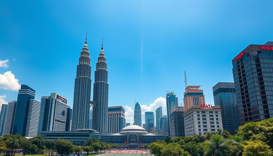 Kuala Lumpur cityscape with Petronas Towers under a clear sky.