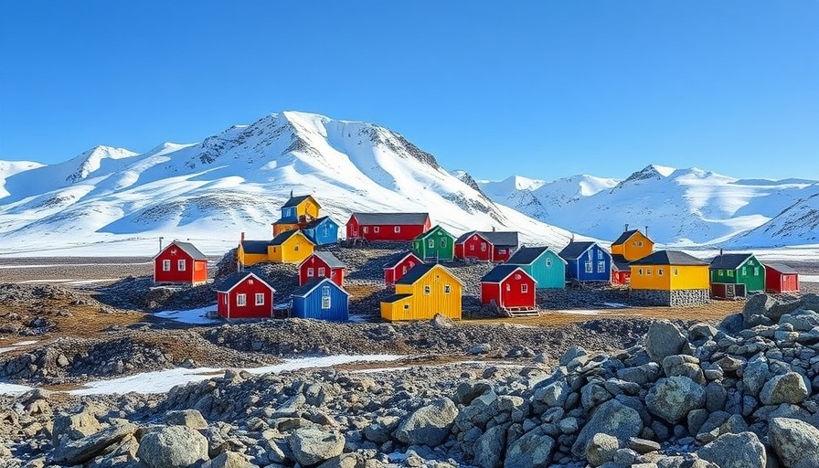 Colorful Greenlandic village nestled in mountains, highlighting underrated travel spots.