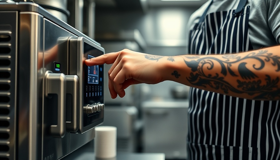 Hand operating a digital kitchen appliance ensuring kitchen safety.