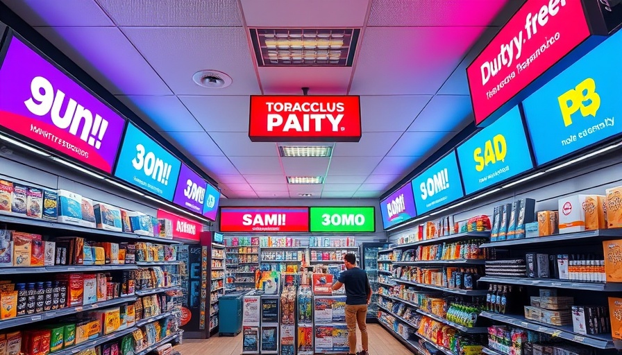 Ospree Duty-Free value-back campaign signage in modern store.