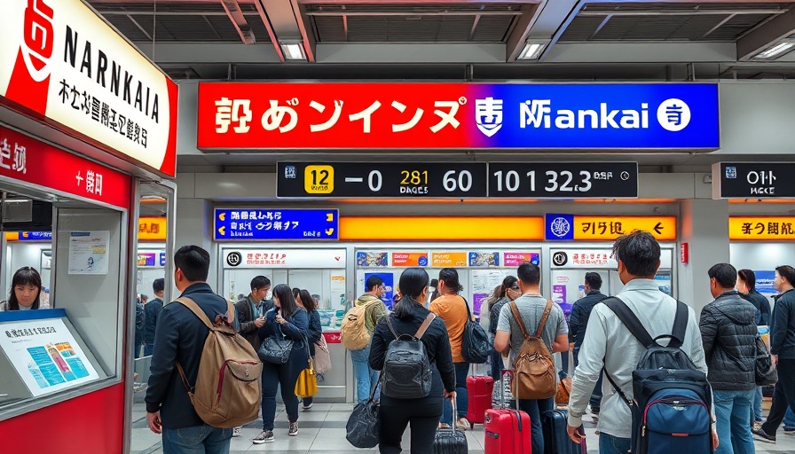 Ticket offices at Kansai Airport connecting to Osaka City Center.