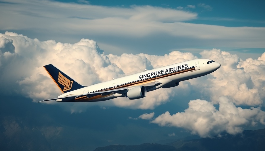 Singapore Airlines jet ascending against dramatic clouds.