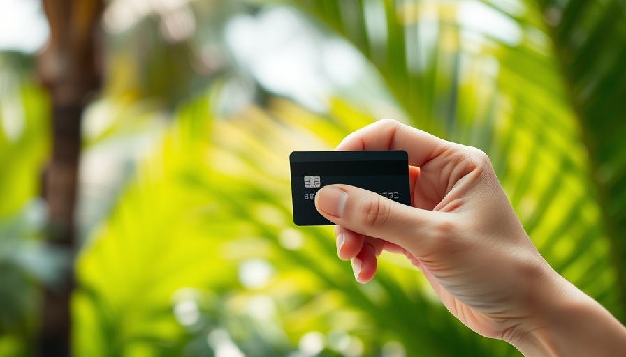 RBC Avion Visa Infinite card review, hand holding card with tropical background.