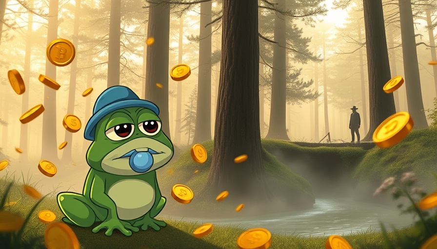 Little Pepe crypto price prediction art with forest and coins
