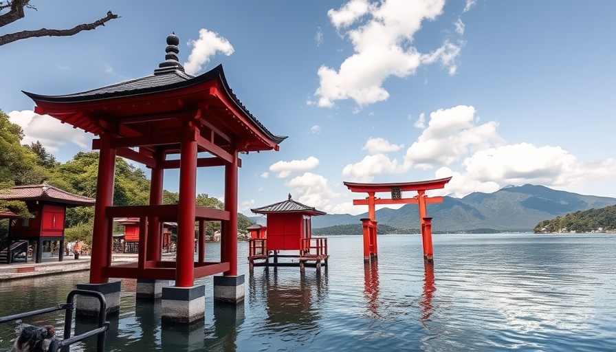 Scenic view of a shrine in Chugoku, Japan for travel guide.