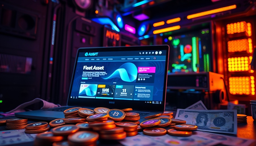 Fleet Miner mobile cloud mining setup with cryptocurrency and neon lights.