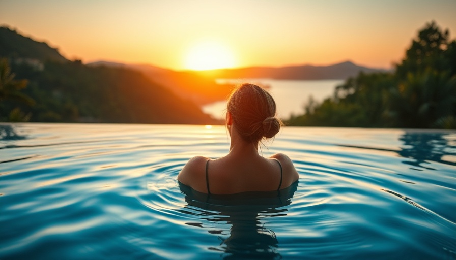 Serene infinity pool scene with woman, strangest souvenirs around the world.