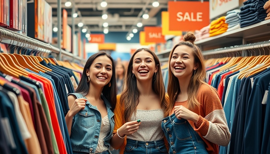 Gen Z women shopping during holiday sales, browsing jeans.