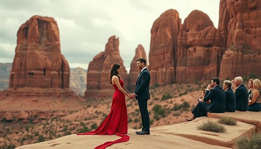 Intimate wedding celebration among red rock formations.