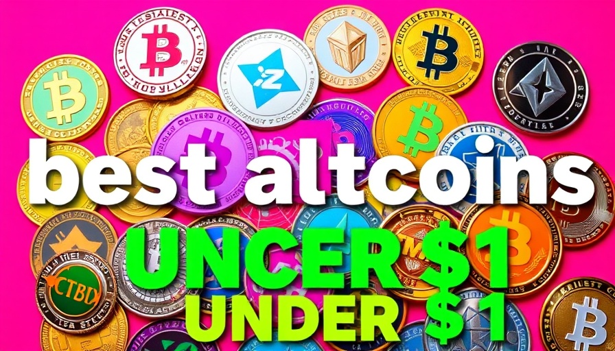 Colorful digital altcoins, best altcoins under $1 depicted, graphic design style.