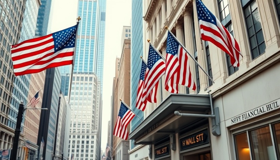 Wall Street sign with flags, symbolizing AI-Powered tech stocks.