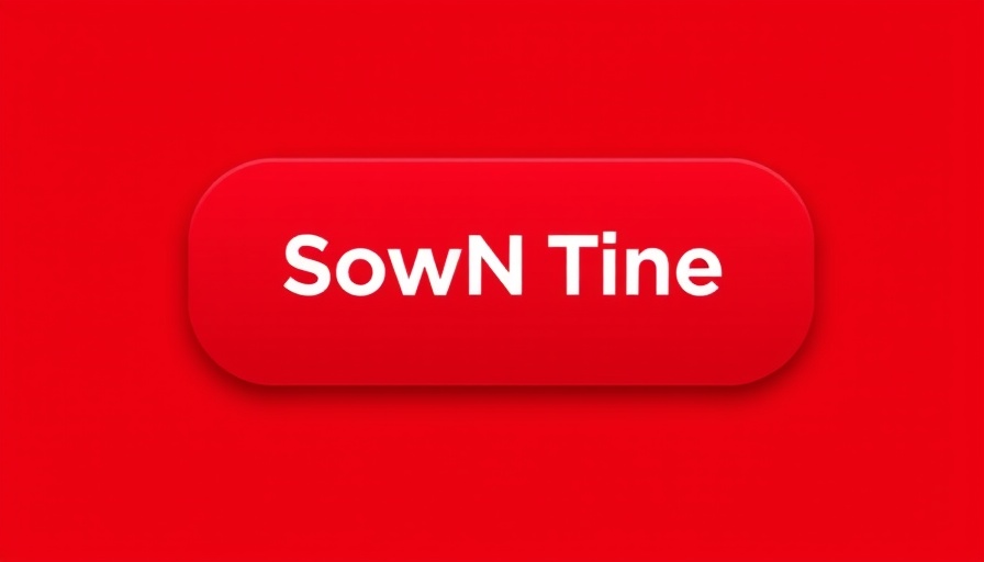 Minimalist red button icon design, bold text