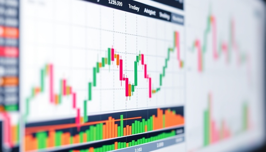 Cryptocurrency trading chart showing candlestick patterns and price trends.