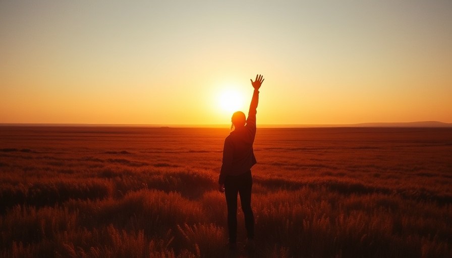 Silhouette of a person reaching up in sunrise, symbolizing finding purpose.