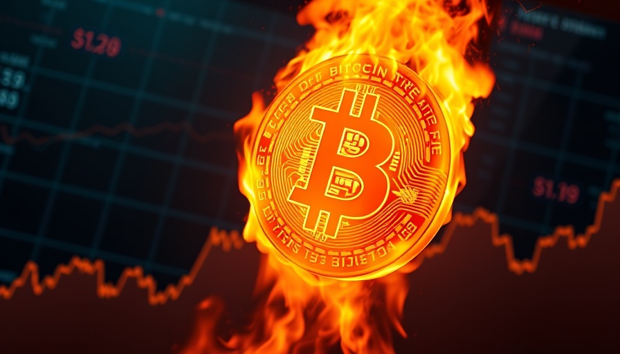 Fiery Bitcoin symbol indicating Bitcoin price surge against ascending graphs.