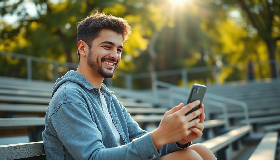 Young man video chatting on phone outdoors using Smart ViLTE.