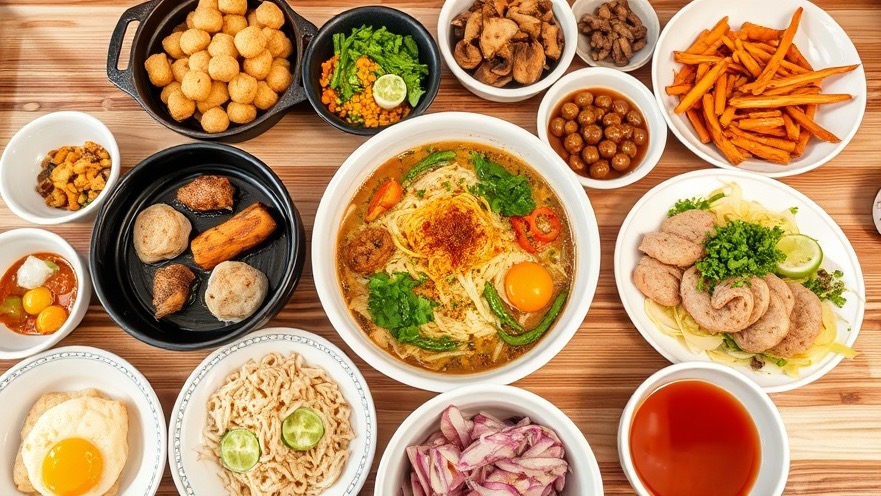 Delicious Korean food spread on a table featuring various dishes.