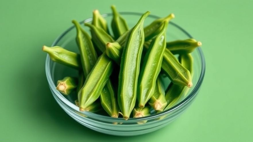 Fresh okra pods showcasing collagen-boosting foods for joint health in a vibrant bowl.