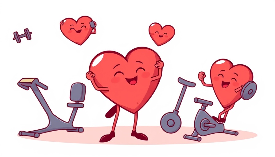 Heart-shaped cartoon characters exercising, showcasing heart healthy exercise tips.