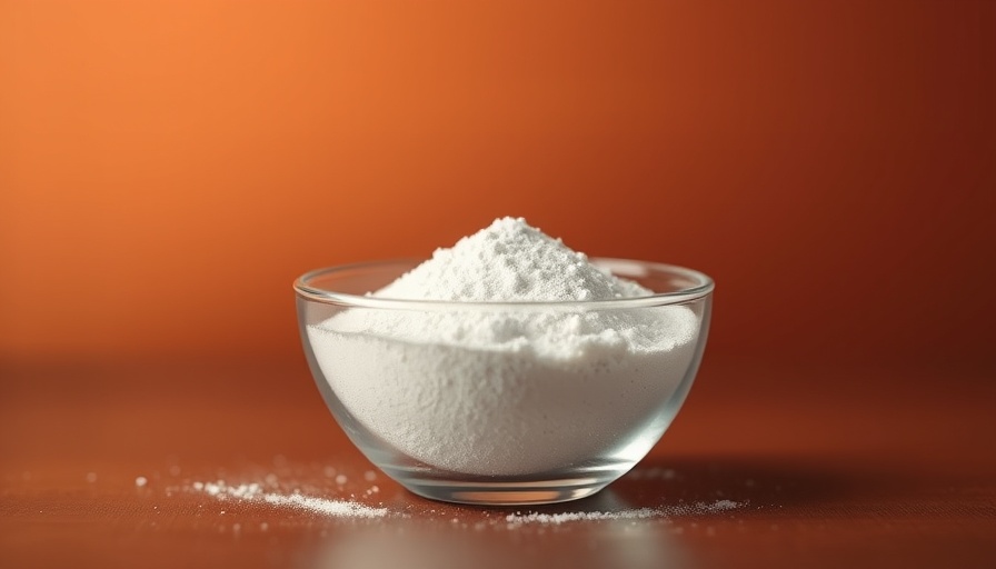 Glass bowl of magnesium powder, text emphasizes benefits for muscle loss prevention in seniors.
