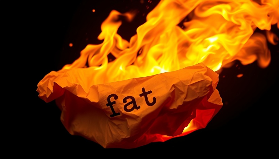 Fire burning paper labeled 'fat', symbolizing metabolism boost.