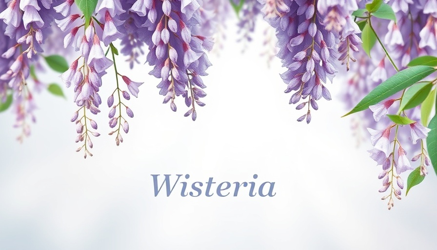 Elegant wisteria-themed spa banner with watercolor illustration