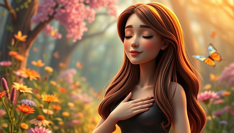 Serene woman rediscovering faith and inner strength in a vibrant forest.
