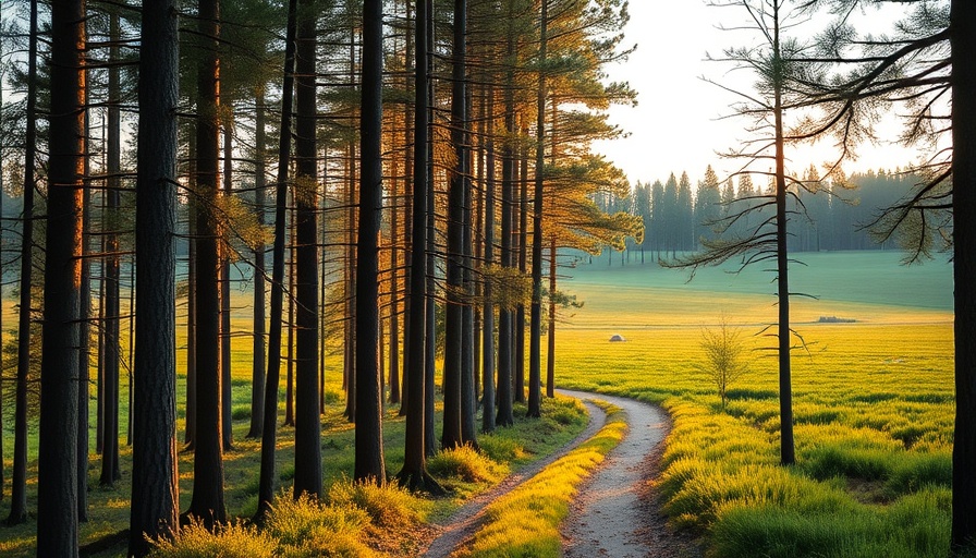 Buckeye and Valley Bridle Trail Loop with pine trees and meadow, serene morning.