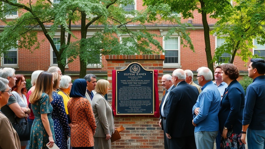 Historical plaque unveiling ceremony related to the Atlanta Student Movement with diverse group of people.