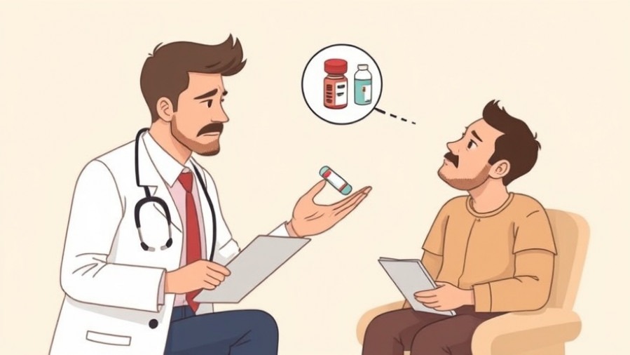 Doctor consulting stressed man on managing erectile dysfunction, hormonal imbalance effects.