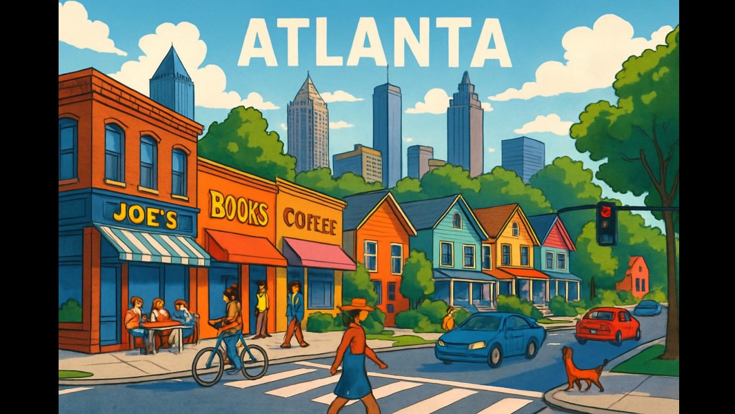 Vibrant metro Atlanta neighborhood highlighting sustainable living Atlanta.