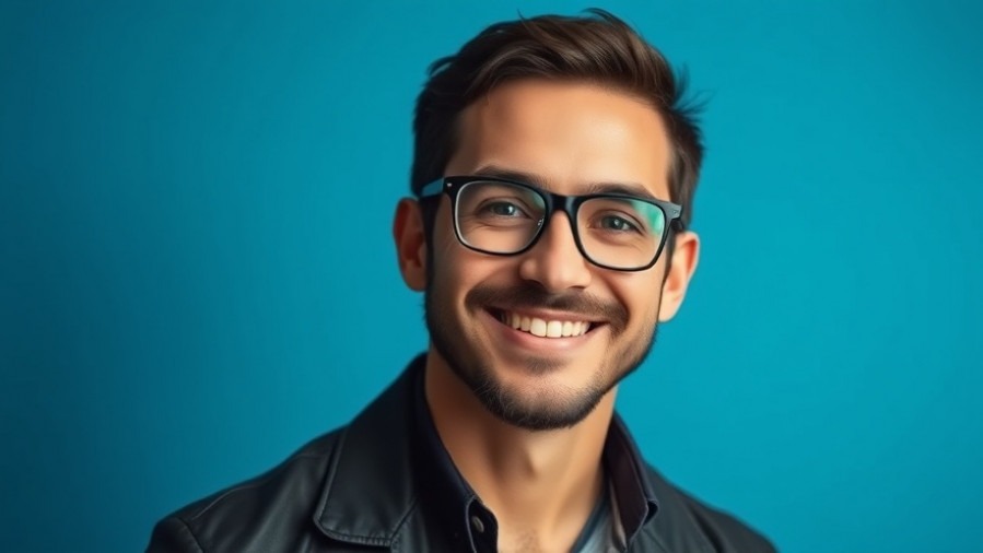 Confident man in glasses promoting eye health nutrition and superfoods for eyes.