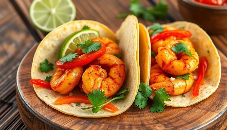 Flavorful quick sweet chili shrimp tacos with fresh garnish.