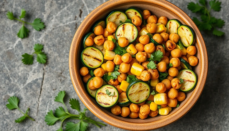 Easy 5-Ingredient Zucchini Onion Salad with chickpeas and corn.