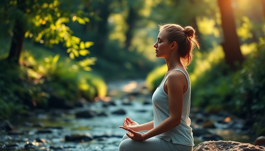 Serene woman meditating in lush forest, embracing peace and mindfulness