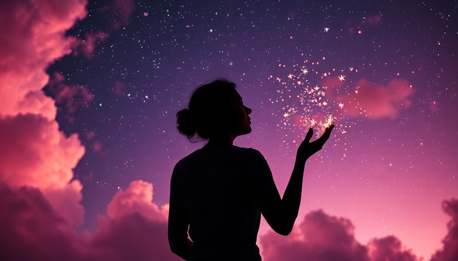 Ethereal figure dispersing sparkles into a colorful night sky, symbolizing the benefits of micro-faith.