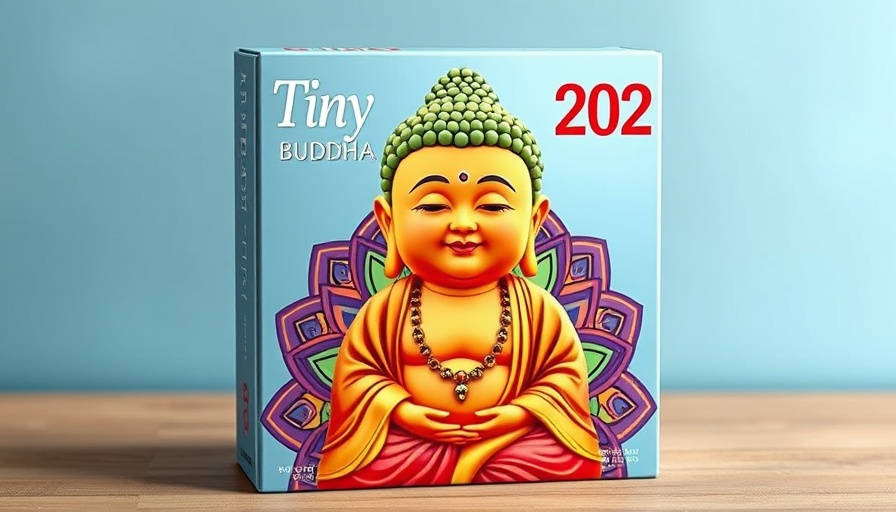 2026 Tiny Buddha Day-to-Day Calendar with colorful design and quote.