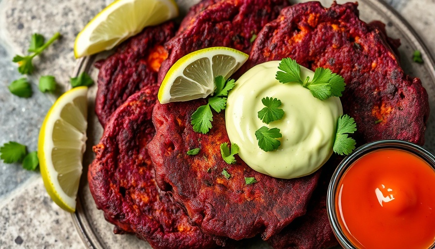 Easy baked purple sweet potato fritters with dips.