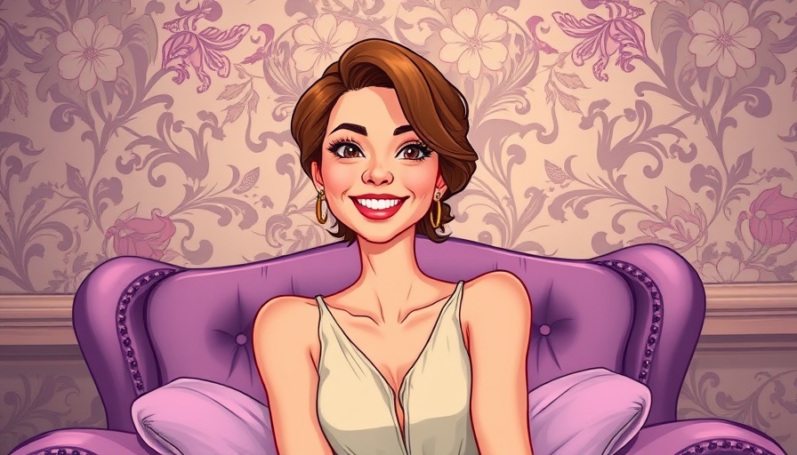 Illustrated self-portrait creation, woman smiling, self-discovery concept
