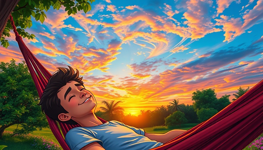 Serene young man in hammock at sunset in garden, why you can't relax.