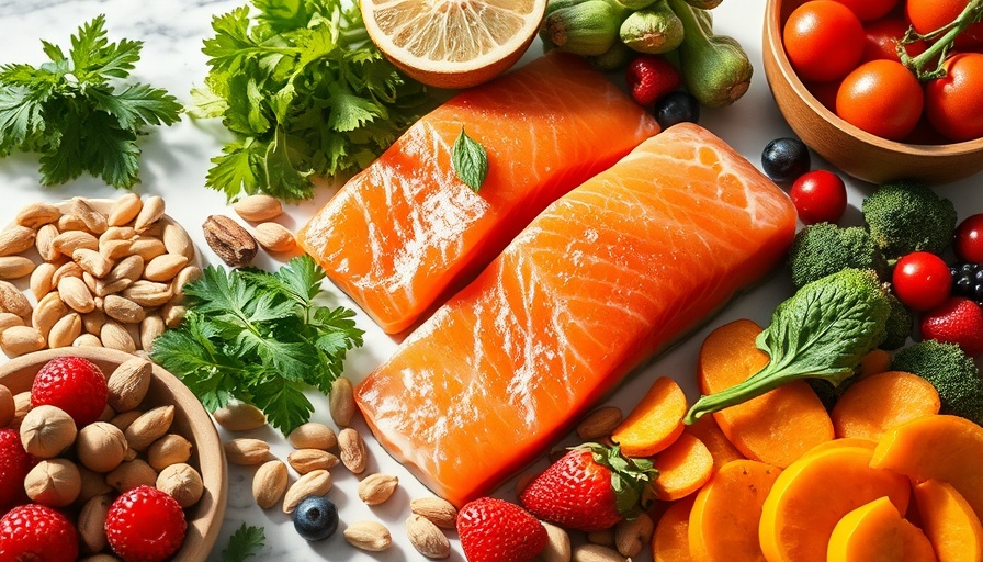 Healthy foods to boost male performance and stamina, including nuts and salmon.