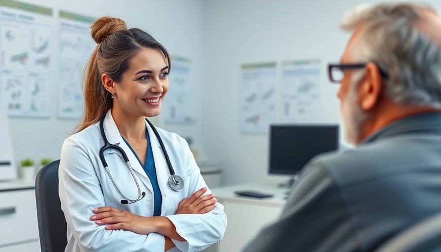 Modern OBGYN office with doctor discussing pain management.